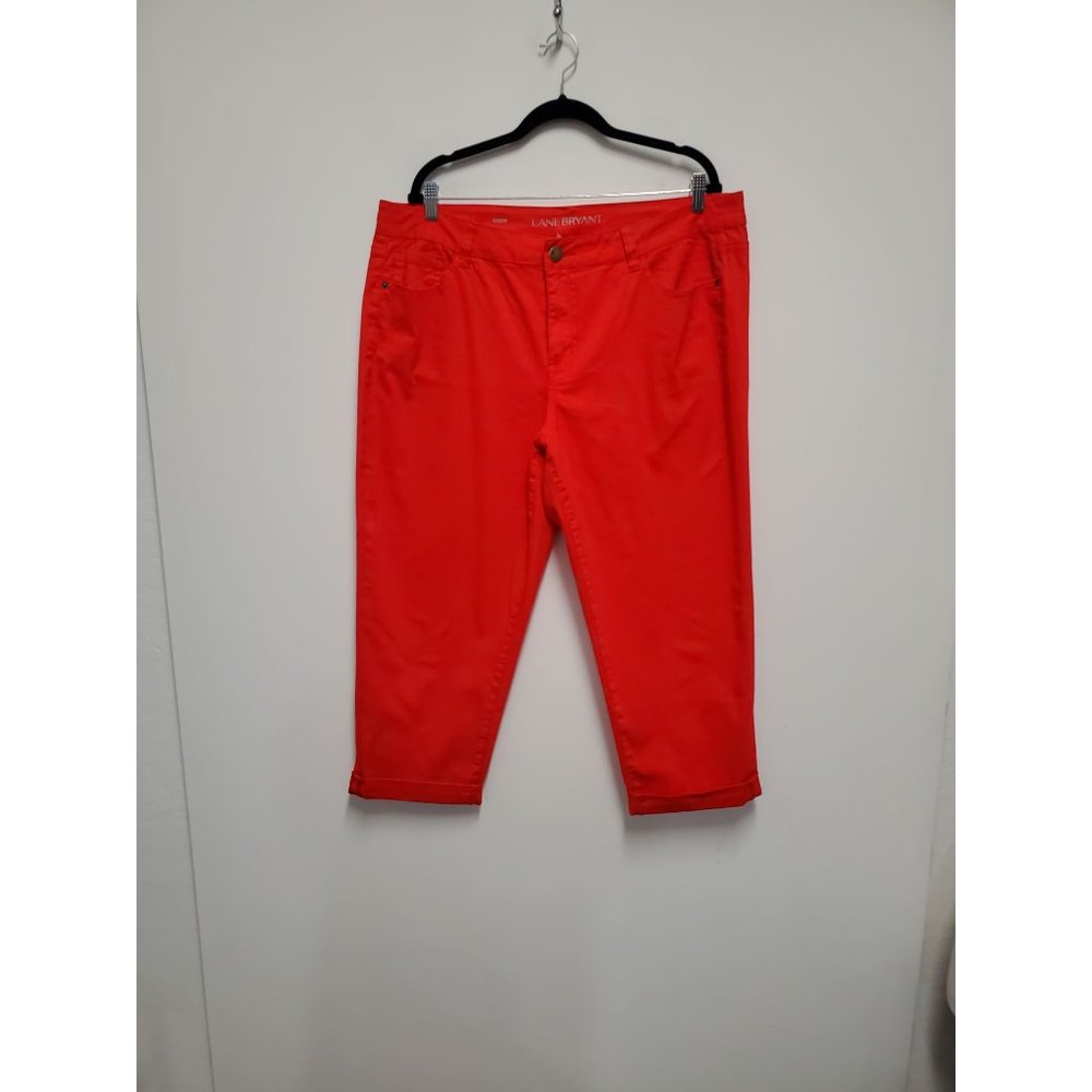 Lane Bryant 18 Totally Cropped Solid Cherry Red Capri Pants